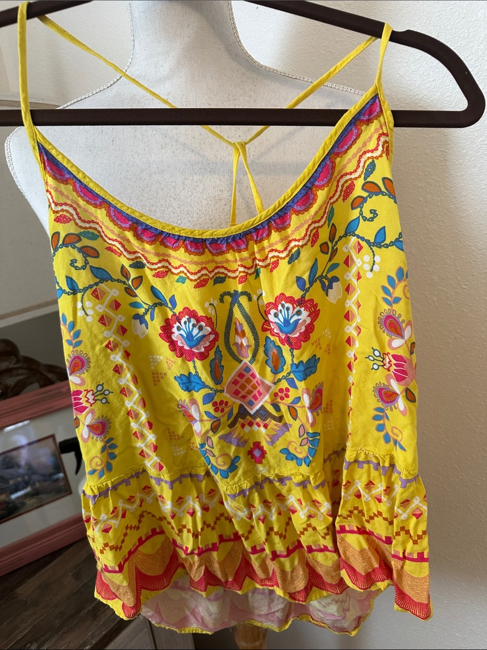 Flying Tomato Bright Yellow Floral Print Camisole